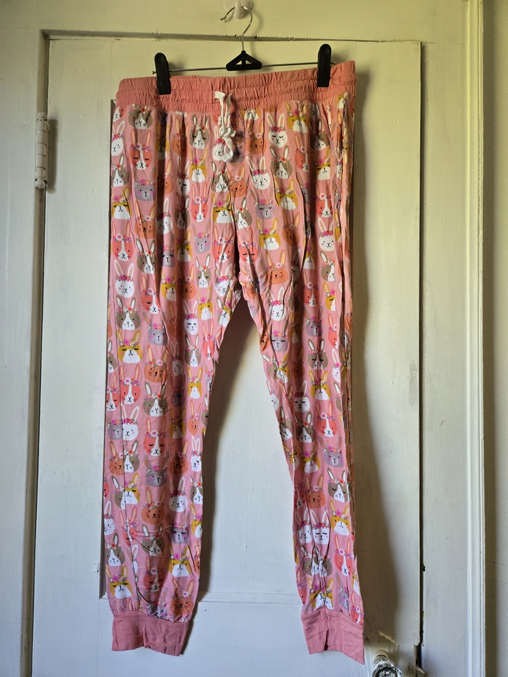 Little Sleepies Pink Bunny Easter Spring Women's Joggers Large